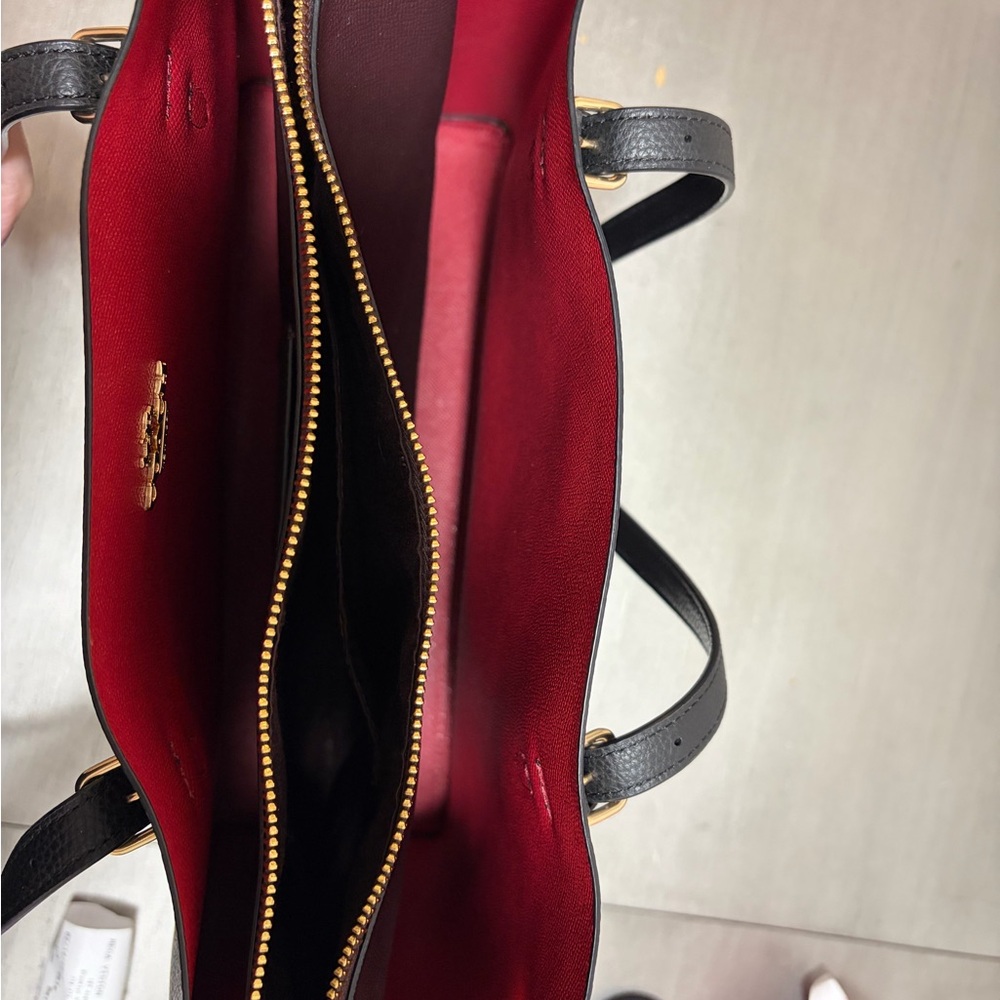 Coach Black Leather Tote with Red Interior (Mollie Tote) - Picture 4 of 7